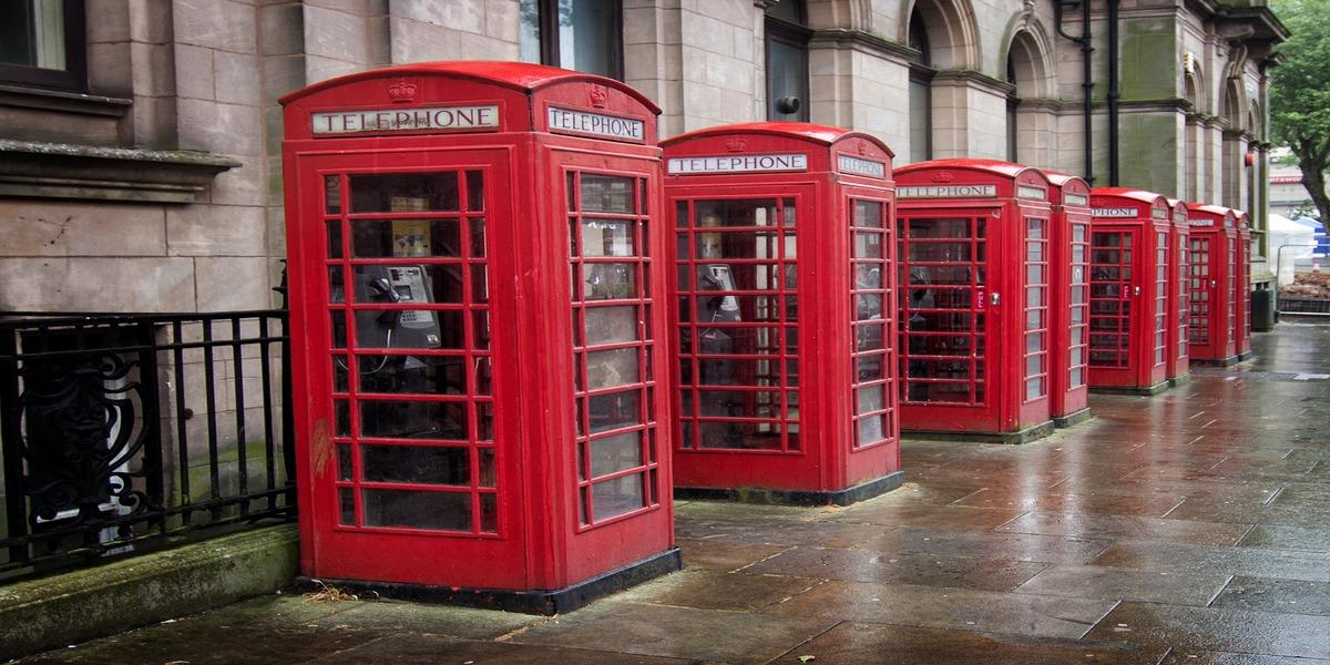 Red Phone Boxes in the City Centre of Preston.