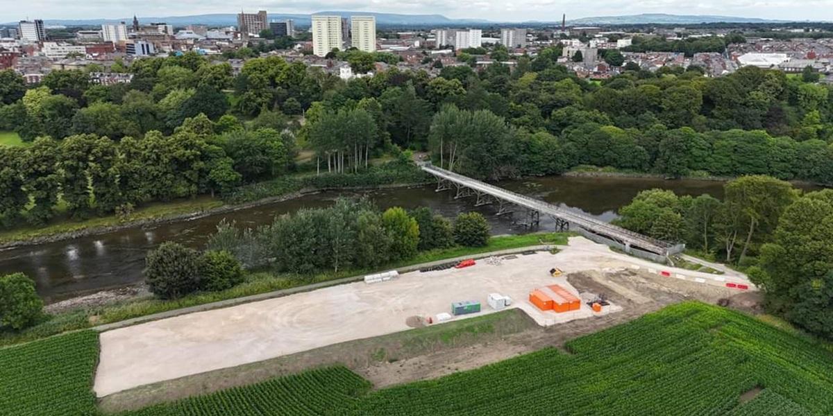 Image of Preston Tram Bridge from above.