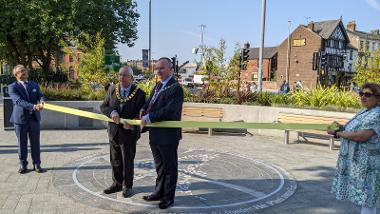 The Mayor of Preston officially opening the Peace Gardner at the Friargate North and Ringway project.