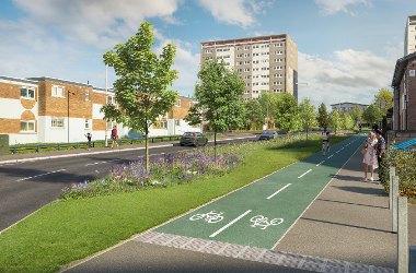 Visualisation of the proposed Avenham Lane and Queen Street arrangement - for illustrative purposes only