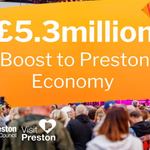 An image from the Radio 2 weekend with the text £5.3 million Boost to Preston Economy.